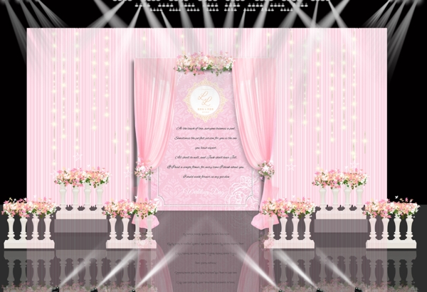 粉色欧式小清新婚礼背景