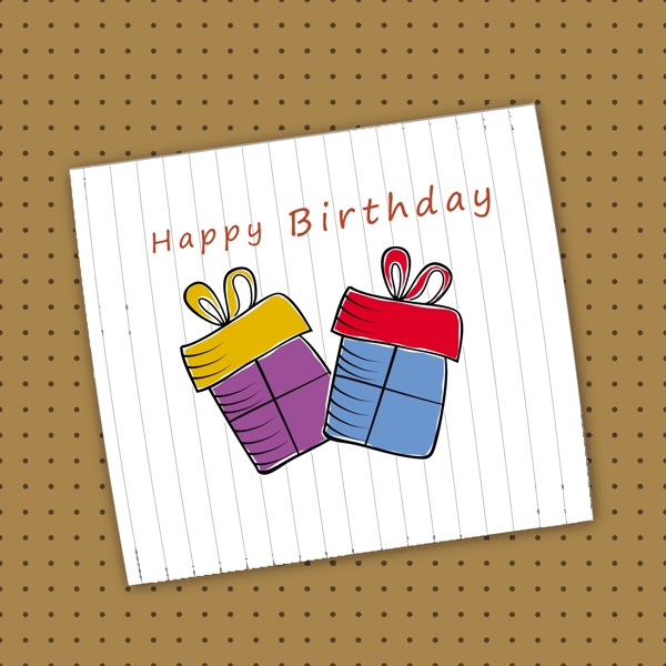 快乐的生日庆典的概念在对棕色背景笔记本纸礼品盒的设计
