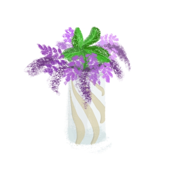 花瓶中的紫色插花设计元素