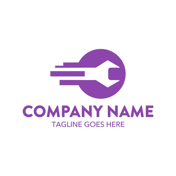 紫色修理工具抽象钥匙logo