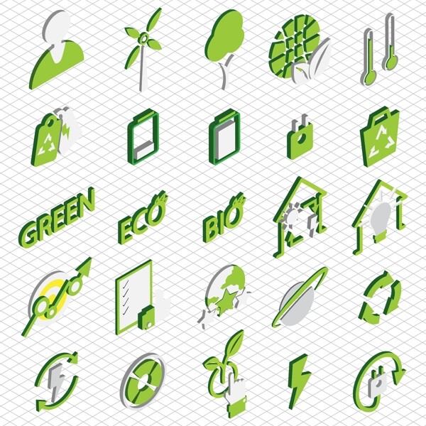 各种绿色图标矢量素材