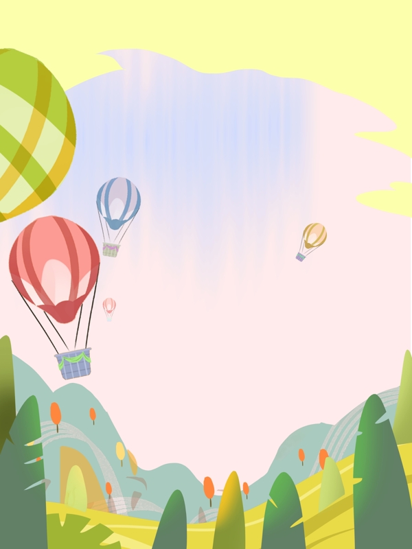 手绘热气球六一儿童节背景设计