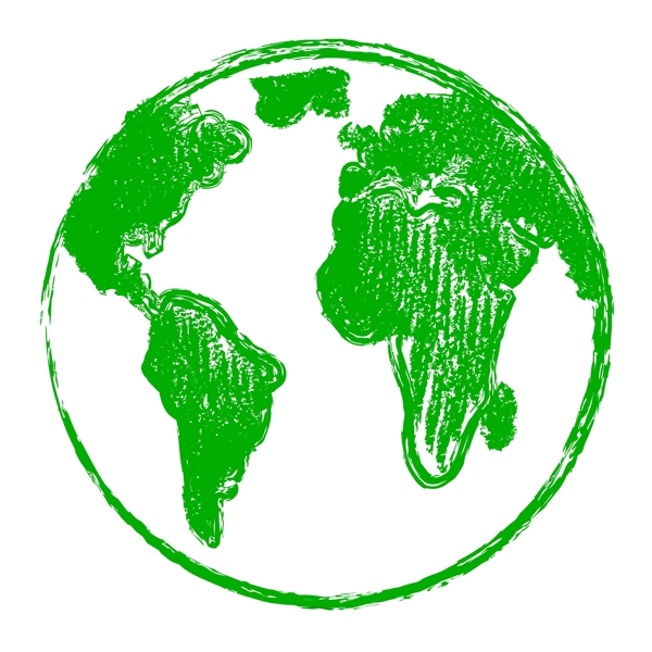 矢量绿色蜡笔画地球图片