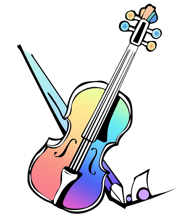 小提琴卡通漫画彩色小提琴