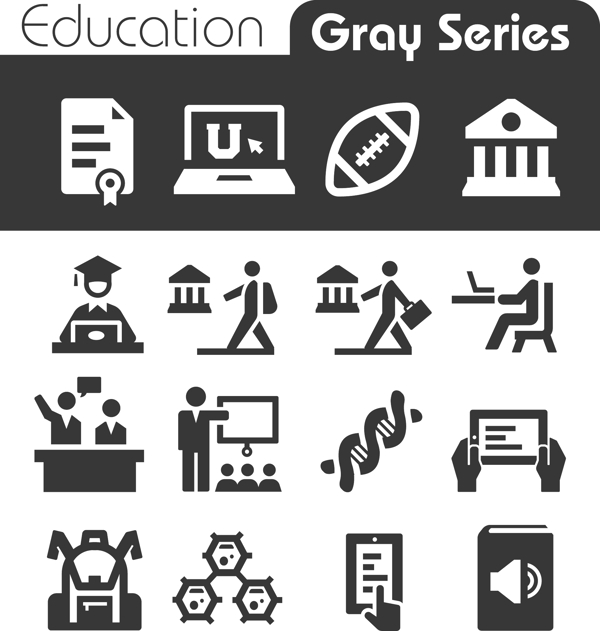 灰色的教育元素矢量图标