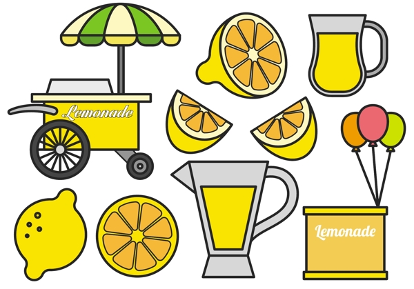 水果柠檬果汁小摊