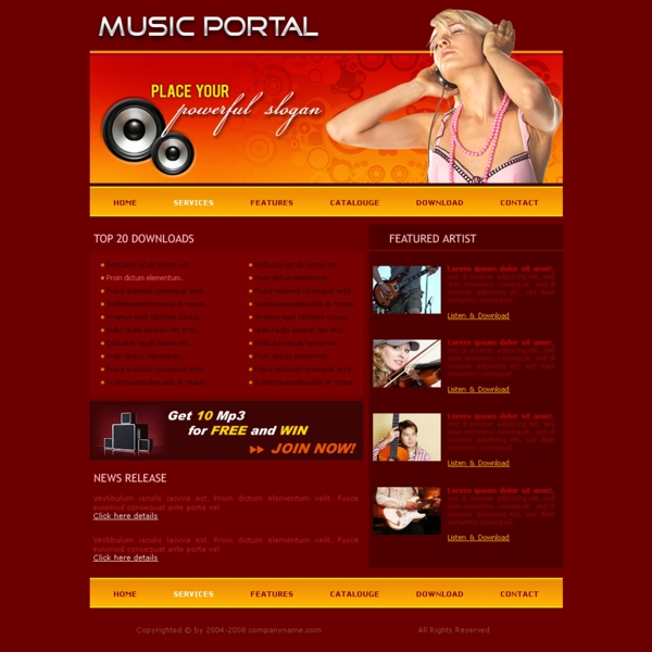 节奏个性音乐网站模板