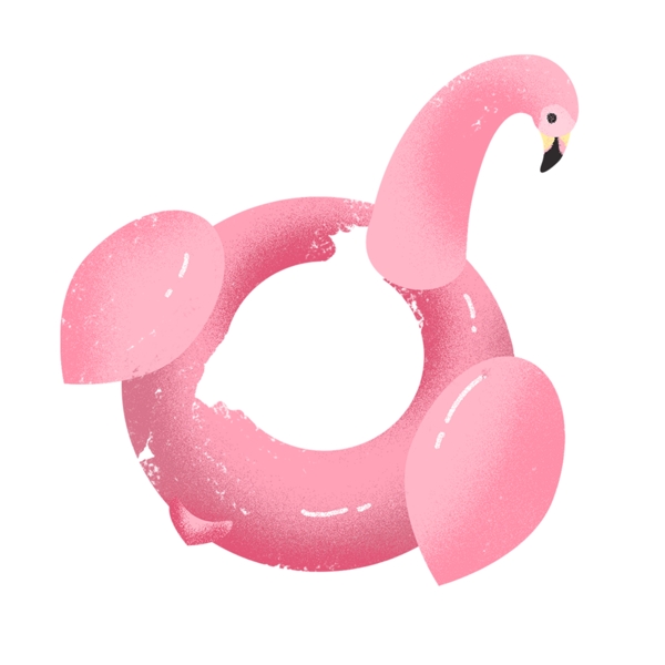 粉色火烈鸟游泳圈元素