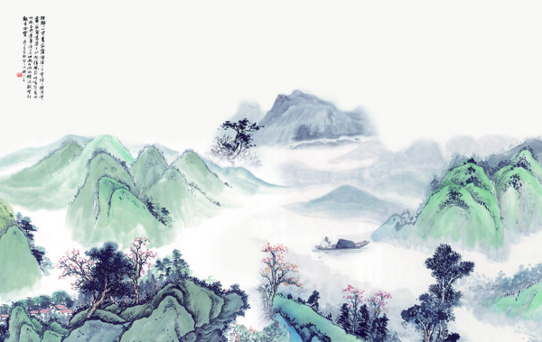 现代中式山水风景画