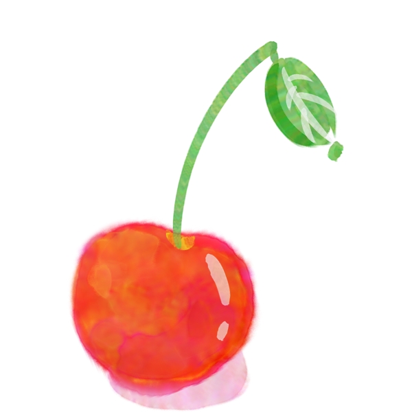 橘色水彩手绘水果中国樱桃