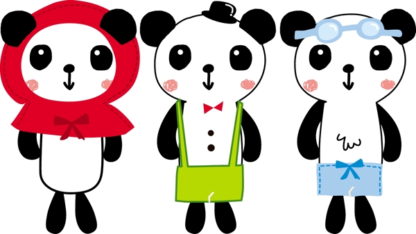可爱卡通动物熊猫矢量素材
