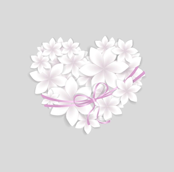 白色剪纸爱心花卉