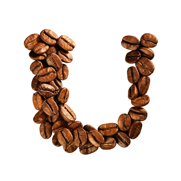 咖啡豆组成的字母U