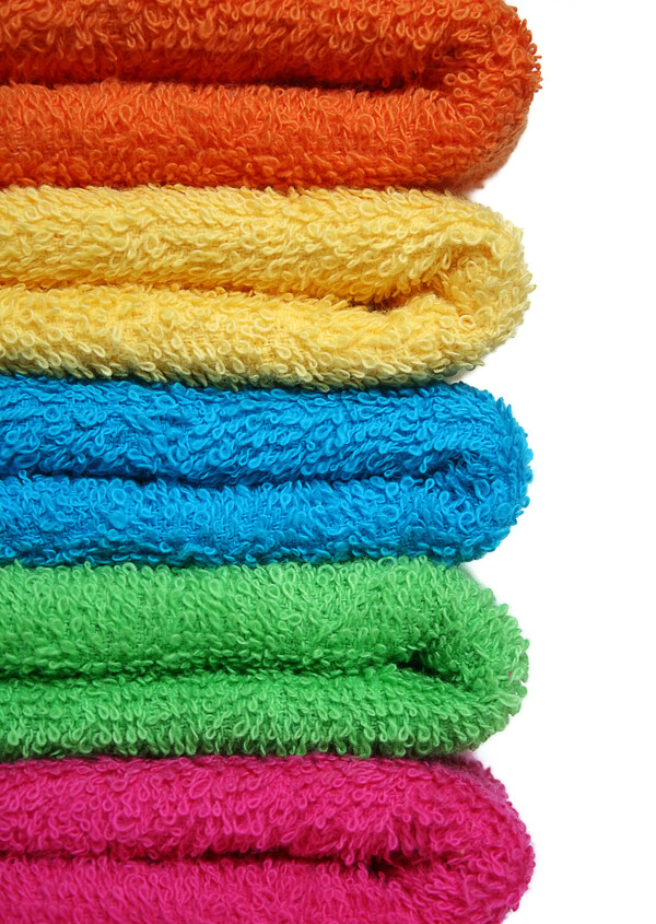 五种颜色毛巾图片