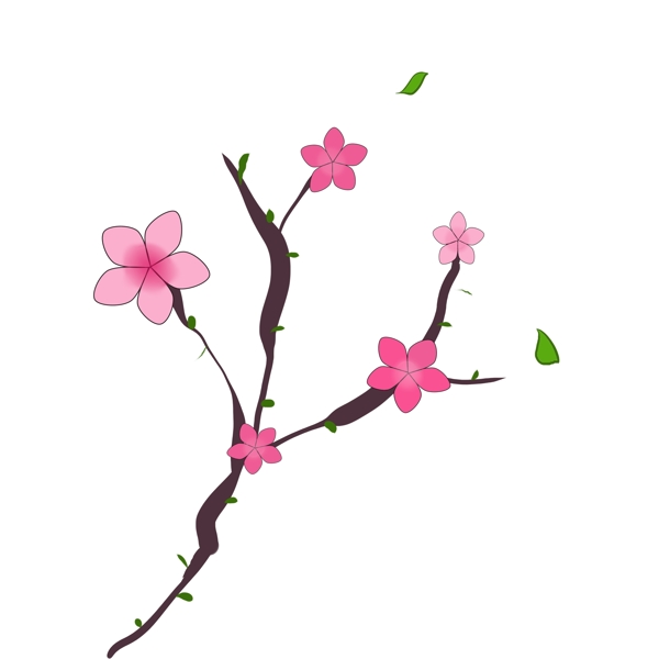 春季粉色樱花枝插画