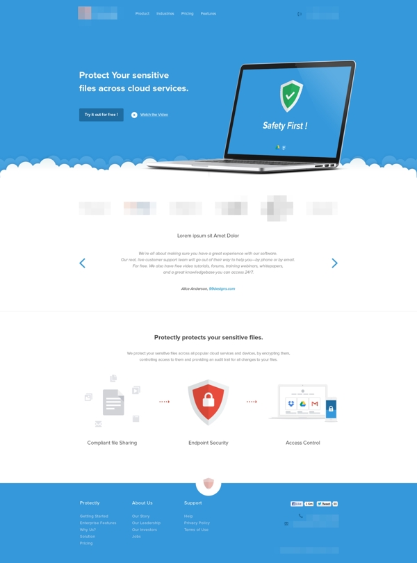 蓝色企业科技电子网站模板设计素材