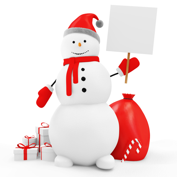 圣诞礼品与雪人摄影图片