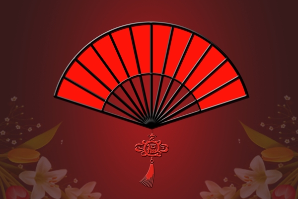 中国红扇子图片