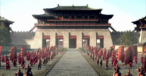 古代建筑唐朝皇宫外景大气战争
