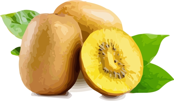 插画手绘黄色奇异果矢量元素水果素材