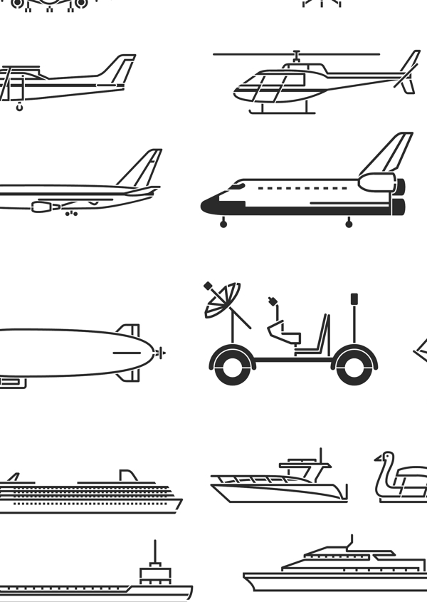 飞机与轮船剪影图片