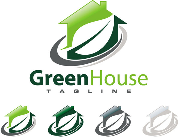 绿色曲线房屋别墅标志图片