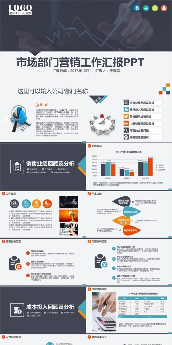 大气商务市场部门营销工作汇报PPT模板