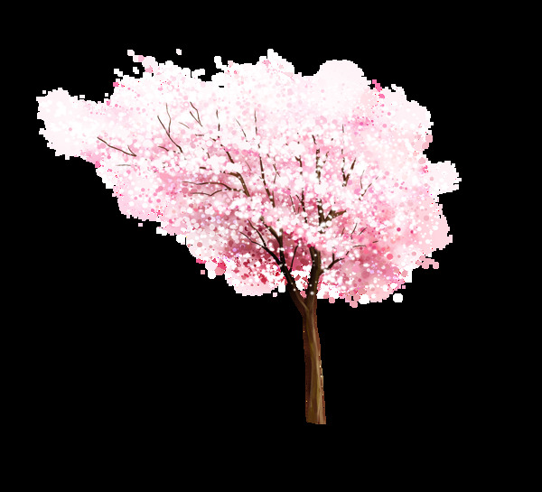 浪漫粉色樱花树装饰素材