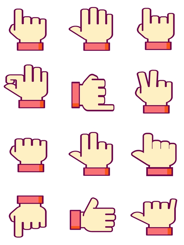 手势icon扁平矢量图标