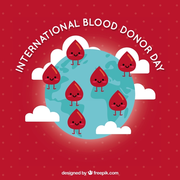 世界献血者日红色插图背景