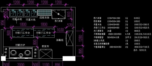 小厨房平面布置图图片