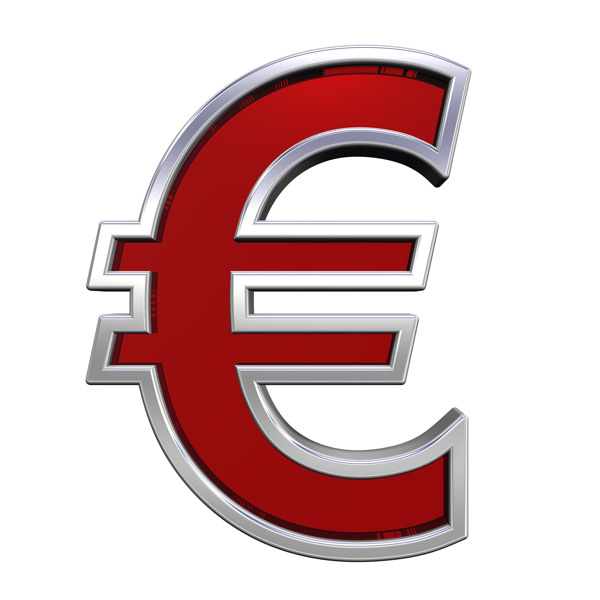 欧元符号从宝石铬框架字母集