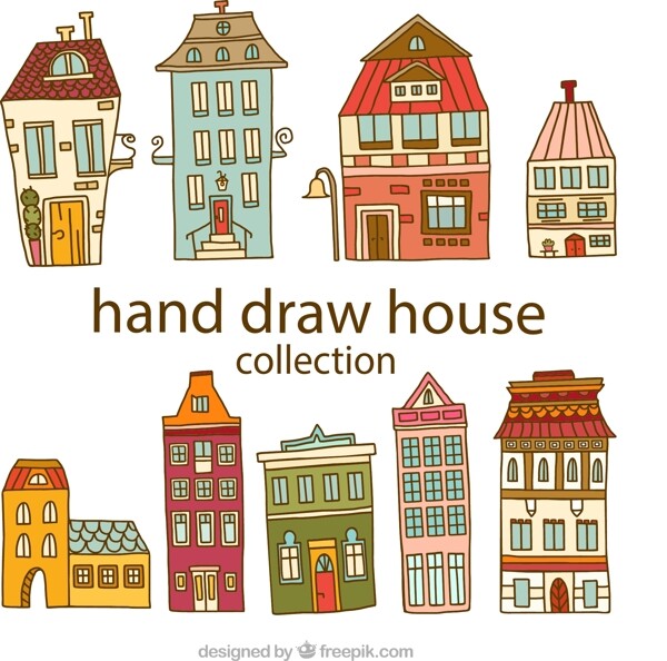 手绘房屋设计矢量图片