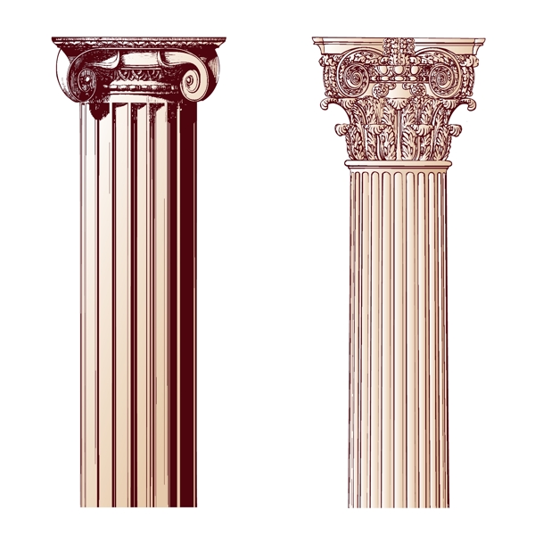 欧式古典柱图案矢量素材