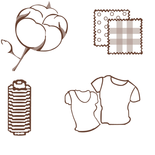 纺织类衣服棉花布料卡通素材PNG图