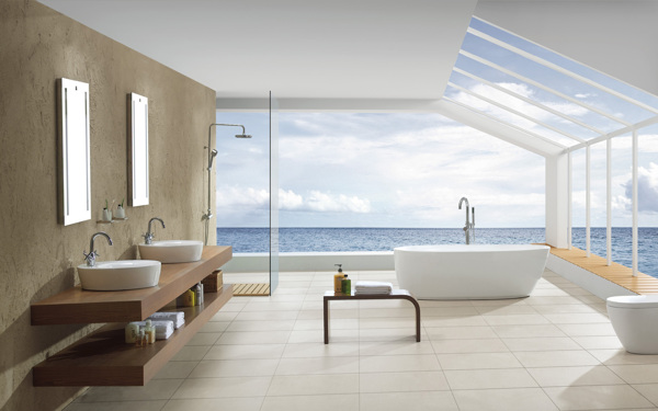 海景浴室高清图素材