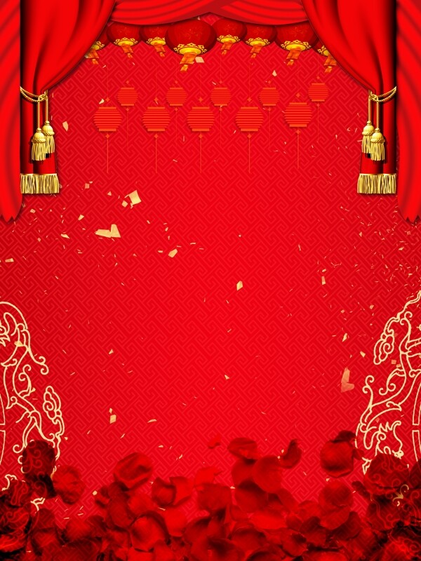 红色中国风新年背景素材