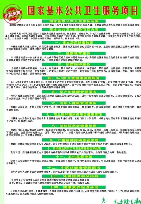 国家基本公共卫生服务项目免费