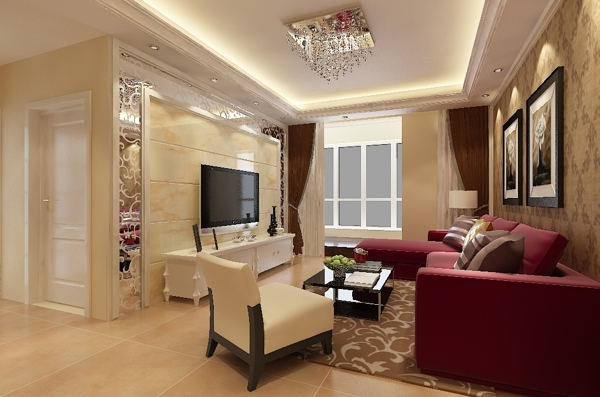 现代欧式风格客厅空间效果图模型