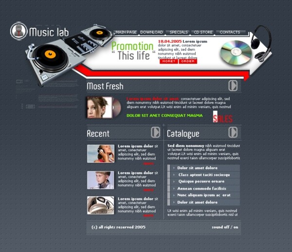 电子芬克音乐PSD网页模板