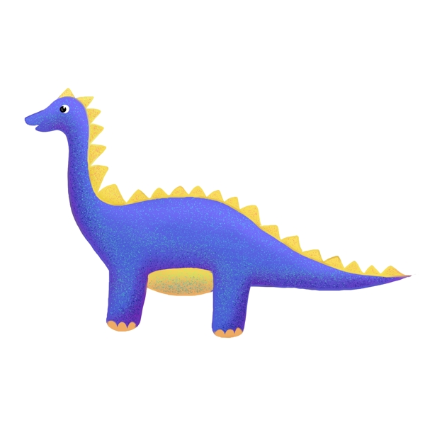 蓝色小恐龙动物插画
