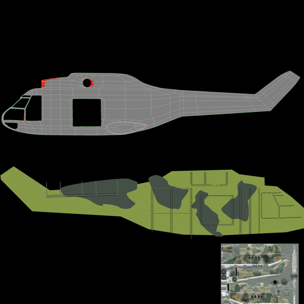 SA330彪马直升机三维模型渲染