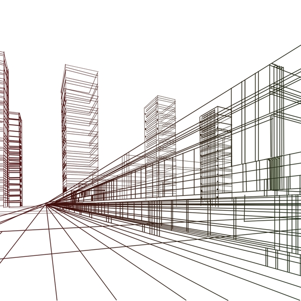 城市建筑透视线条素材图片