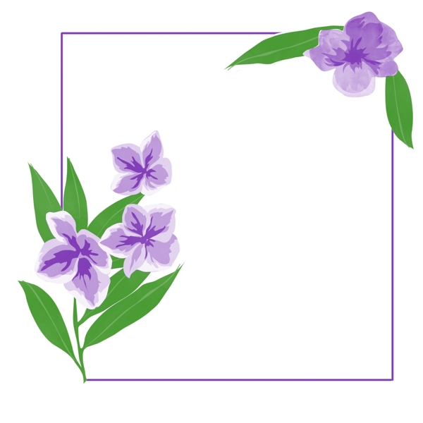紫色花朵绿色边框装饰