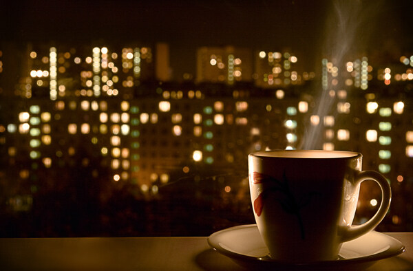 咖啡夜景图片