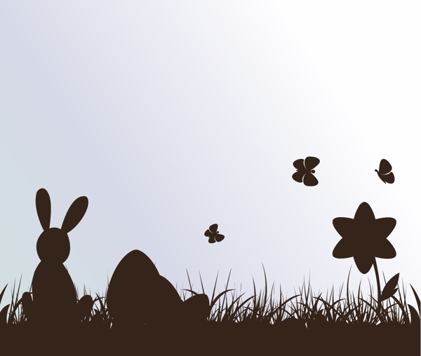 复活节插画与花蛋和兔子
