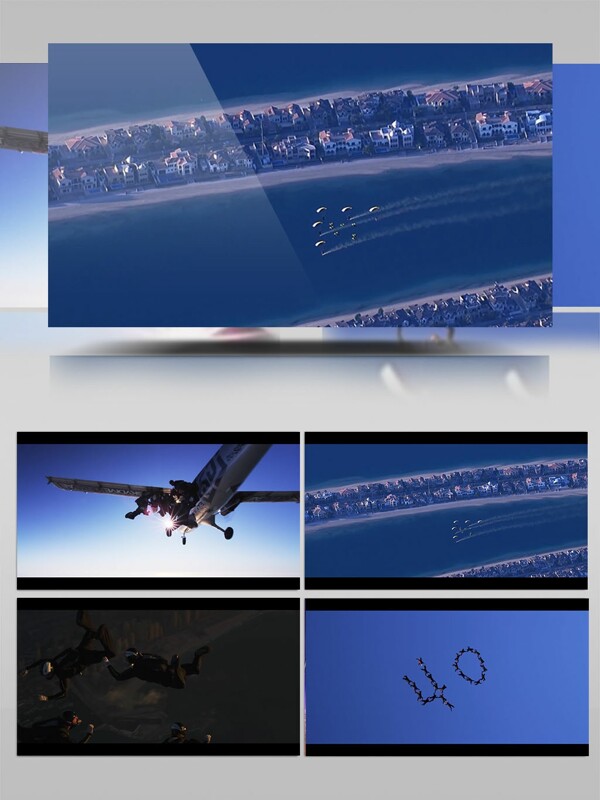 高空跳伞表演视频素材