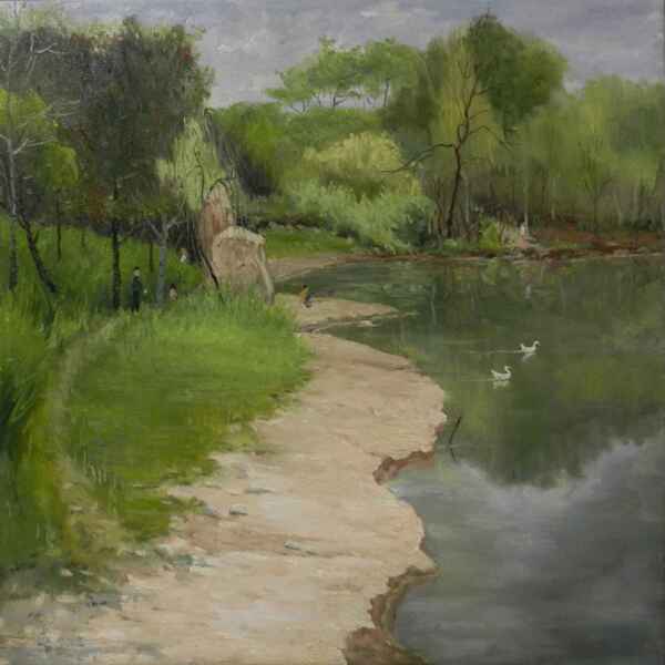 河水高清风景油画