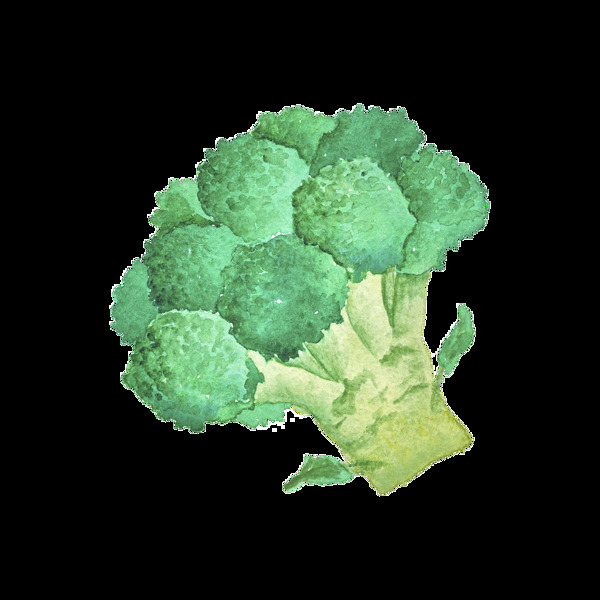 绿色手绘西兰花卡通蔬菜厨房透明素材