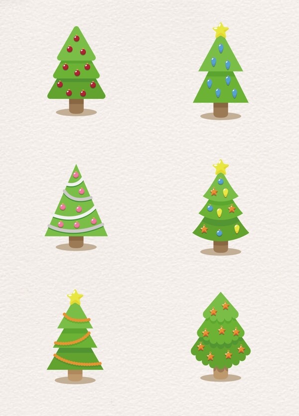 彩绘可爱圣诞树矢量素材